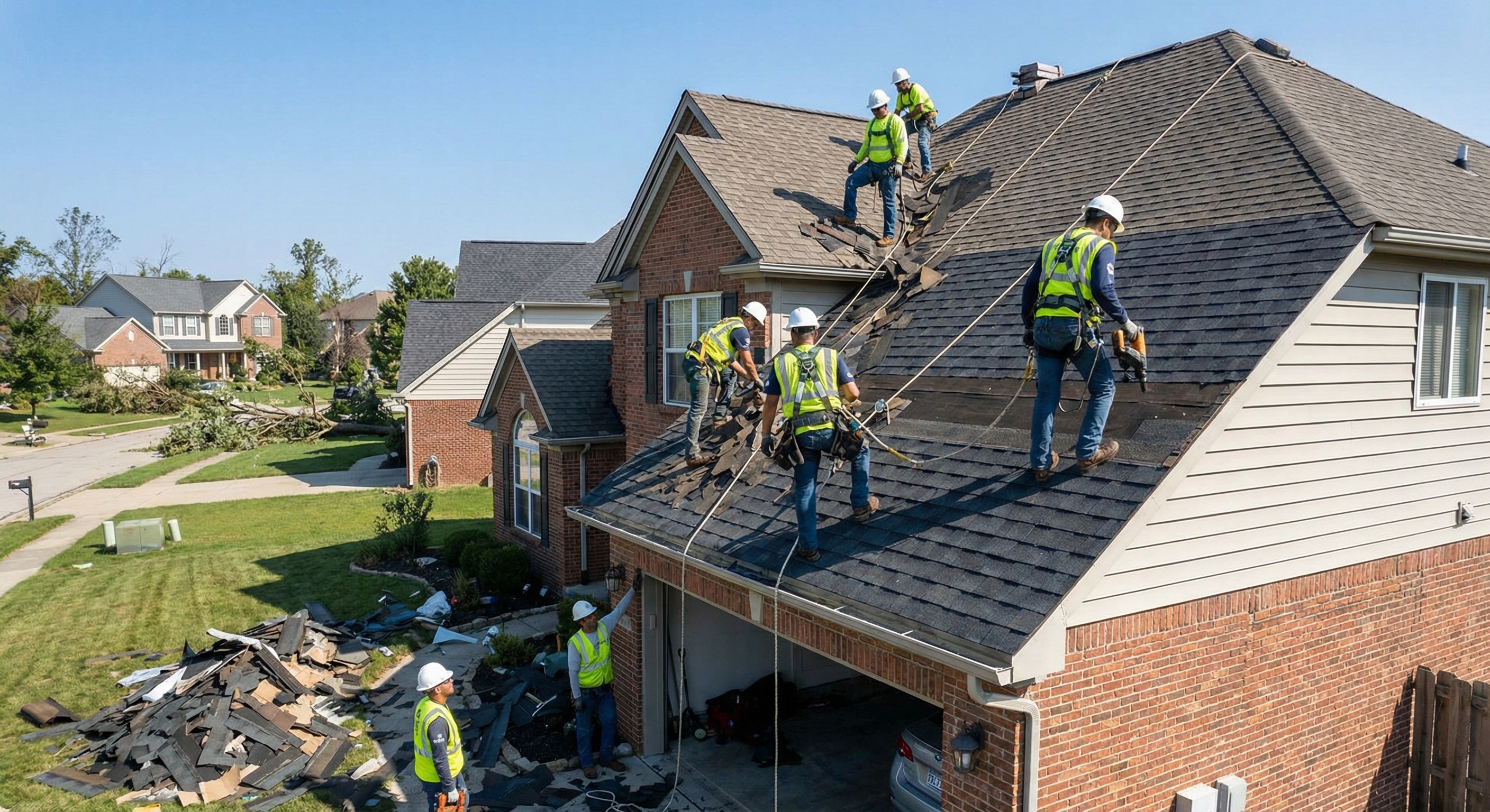 Tornado damage repair in progress